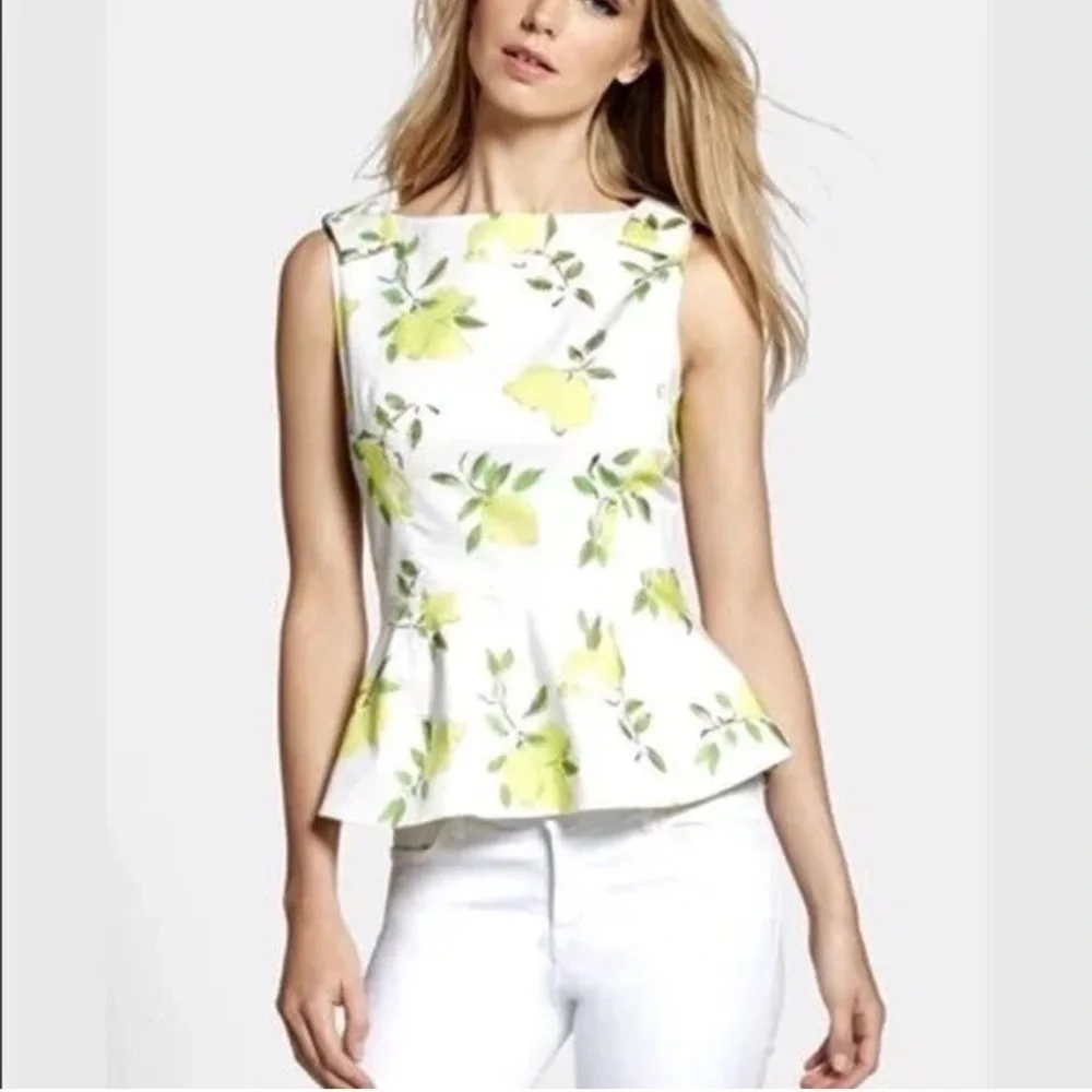Kate Spade Thalia Peplum Bow Top Lemons 4 Spring Shirt